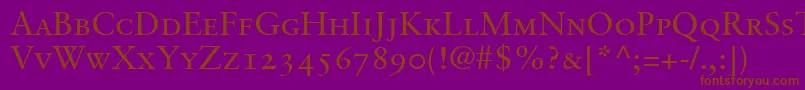 GaramondretrospectiveoldstylessismallcapsMedium-Schriftart – Braune Schriften auf violettem Hintergrund