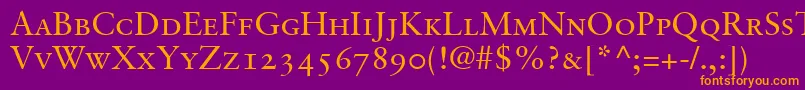 GaramondretrospectiveoldstylessismallcapsMedium Font – Orange Fonts on Purple Background