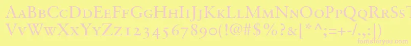 GaramondretrospectiveoldstylessismallcapsMedium Font – Pink Fonts on Yellow Background