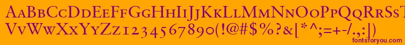 GaramondretrospectiveoldstylessismallcapsMedium-Schriftart – Violette Schriften auf orangefarbenem Hintergrund