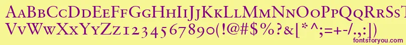 GaramondretrospectiveoldstylessismallcapsMedium Font – Purple Fonts on Yellow Background