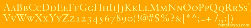 GaramondretrospectiveoldstylessismallcapsMedium Font – Yellow Fonts on Orange Background