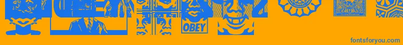 ObeyassortyCaps Font – Blue Fonts on Orange Background