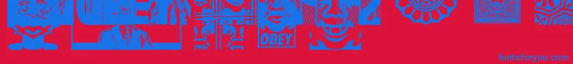 ObeyassortyCaps Font – Blue Fonts on Red Background