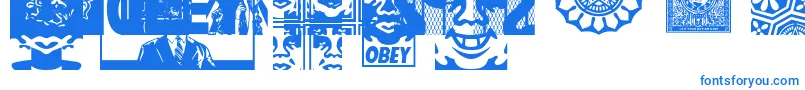 Czcionka ObeyassortyCaps – niebieskie czcionki