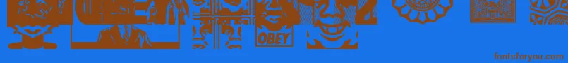 ObeyassortyCaps Font – Brown Fonts on Blue Background
