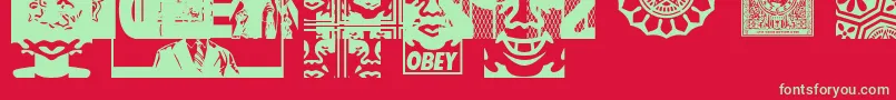 ObeyassortyCaps Font – Green Fonts on Red Background