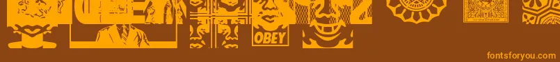 ObeyassortyCaps Font – Orange Fonts on Brown Background