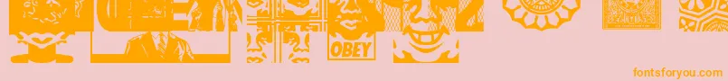 ObeyassortyCaps Font – Orange Fonts on Pink Background