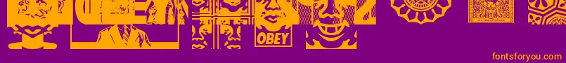 ObeyassortyCaps Font – Orange Fonts on Purple Background