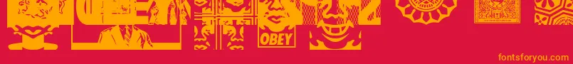ObeyassortyCaps Font – Orange Fonts on Red Background
