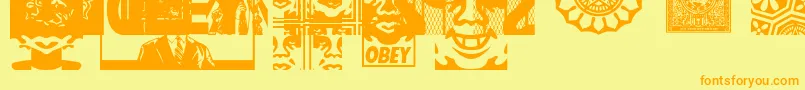 ObeyassortyCaps Font – Orange Fonts on Yellow Background