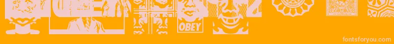 Czcionka ObeyassortyCaps – różowe czcionki na pomarańczowym tle