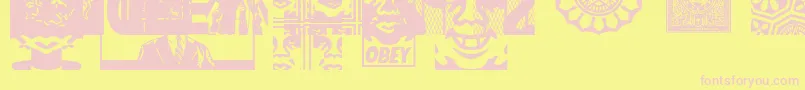 ObeyassortyCaps Font – Pink Fonts on Yellow Background