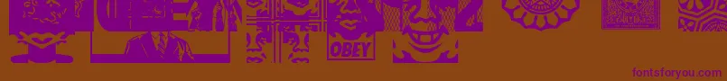 ObeyassortyCaps Font – Purple Fonts on Brown Background