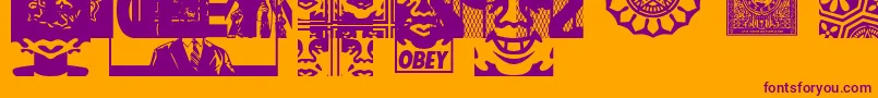 ObeyassortyCaps Font – Purple Fonts on Orange Background