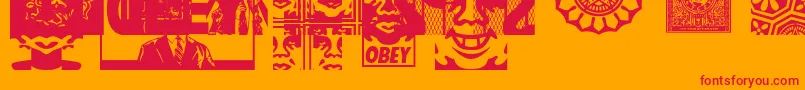Police ObeyassortyCaps – polices rouges sur fond orange