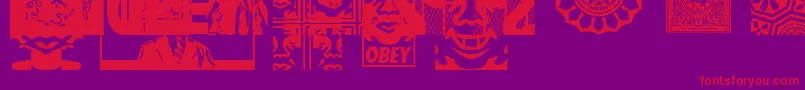 ObeyassortyCaps Font – Red Fonts on Purple Background