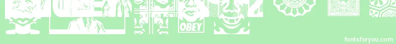 フォントObeyassortyCaps – 緑の背景に白い文字