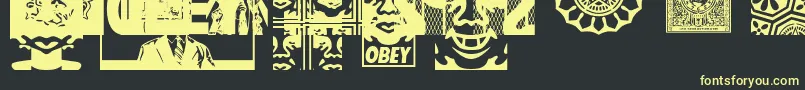 ObeyassortyCaps Font – Yellow Fonts on Black Background