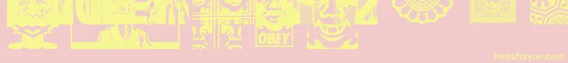 ObeyassortyCaps Font – Yellow Fonts on Pink Background