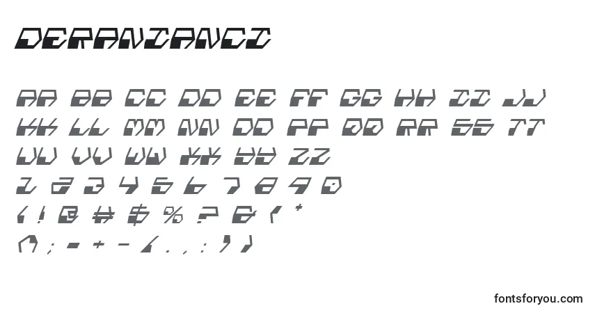 Schriftart Deranianci – Alphabet, Zahlen, spezielle Symbole