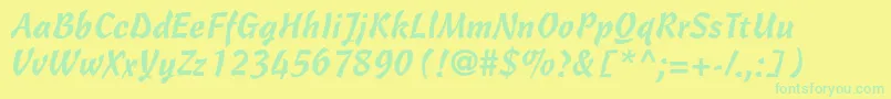 Cascadescriptltstd Font – Green Fonts on Yellow Background