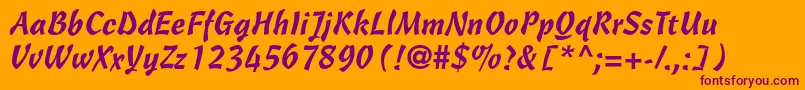 Cascadescriptltstd Font – Purple Fonts on Orange Background