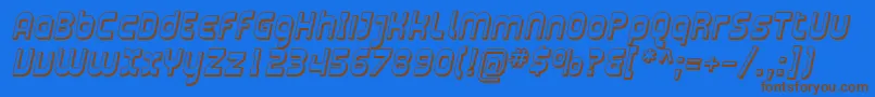 フォントPlasmaticaShadedItalic – 茶色の文字が青い背景にあります。