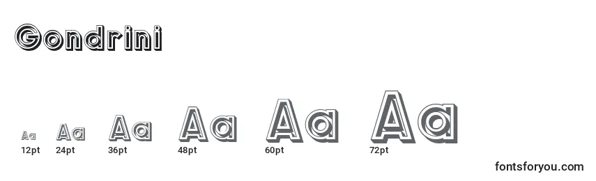 Размеры шрифта Gondrini
