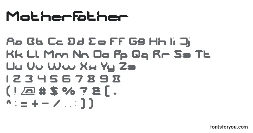 Шрифт MotherFather – алфавит, цифры, специальные символы