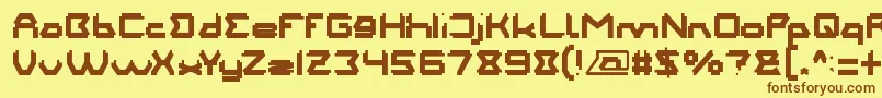 フォントMotherFather – 茶色の文字が黄色の背景にあります。