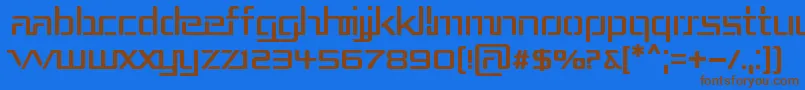 フォントRepublikaIii – 茶色の文字が青い背景にあります。