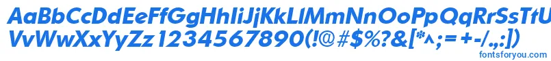 Czcionka OrnitonsBoldItalic – niebieskie czcionki na białym tle