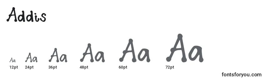 Размеры шрифта Addis