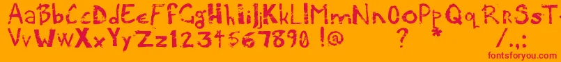 Potatpress-Schriftart – Rote Schriften auf orangefarbenem Hintergrund