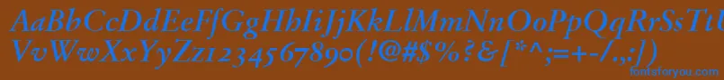 StempelGaramondBoldItalicOldstyleFigures Font – Blue Fonts on Brown Background