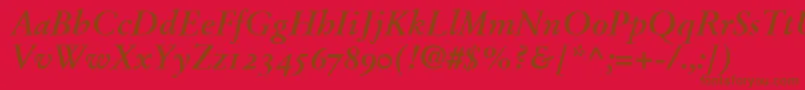 StempelGaramondBoldItalicOldstyleFigures Font – Brown Fonts on Red Background