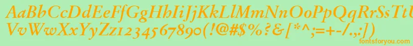 Police StempelGaramondBoldItalicOldstyleFigures – polices orange sur fond vert