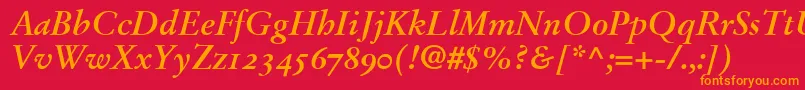 StempelGaramondBoldItalicOldstyleFigures Font – Orange Fonts on Red Background