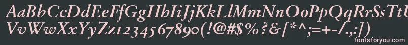 StempelGaramondBoldItalicOldstyleFigures Font – Pink Fonts on Black Background