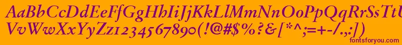 StempelGaramondBoldItalicOldstyleFigures Font – Purple Fonts on Orange Background