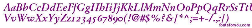 StempelGaramondBoldItalicOldstyleFigures Font – Purple Fonts on White Background