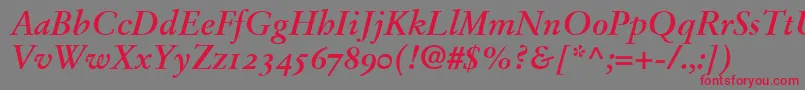 StempelGaramondBoldItalicOldstyleFigures Font – Red Fonts on Gray Background