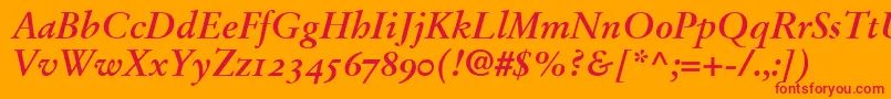 StempelGaramondBoldItalicOldstyleFigures Font – Red Fonts on Orange Background