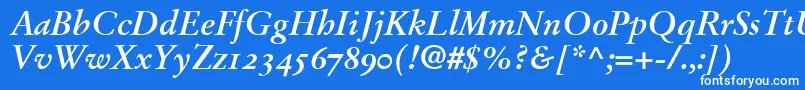 StempelGaramondBoldItalicOldstyleFigures Font – White Fonts on Blue Background