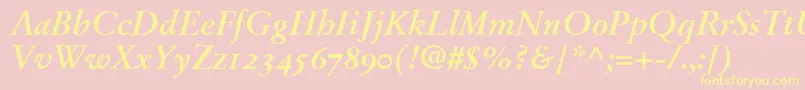 StempelGaramondBoldItalicOldstyleFigures Font – Yellow Fonts on Pink Background