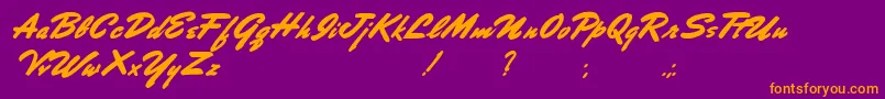 Porongo-Schriftart – Orangefarbene Schriften auf violettem Hintergrund