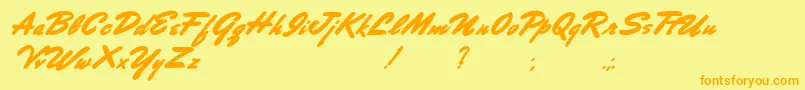 Porongo-Schriftart – Orangefarbene Schriften auf gelbem Hintergrund