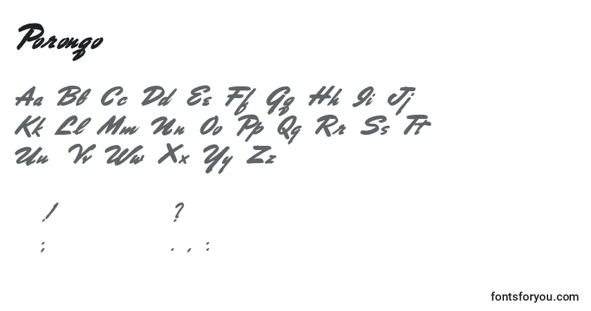 characters of porongo font, letter of porongo font, alphabet of  porongo font